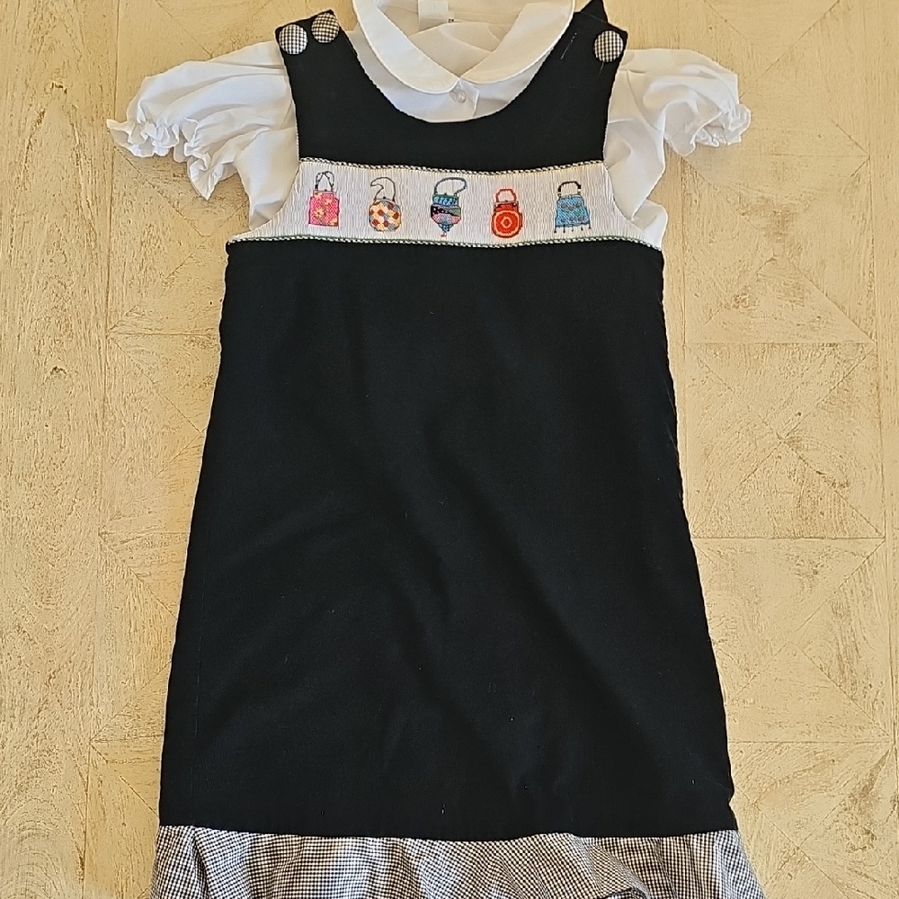 Elegant Black Kids Dress with Embroidered Accents